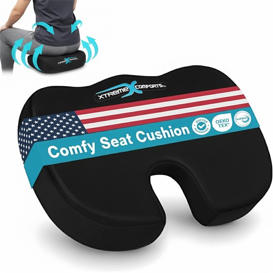Xtreme Comforts Ergonomic Seat Cushion — Contoured · desk, car, travel
