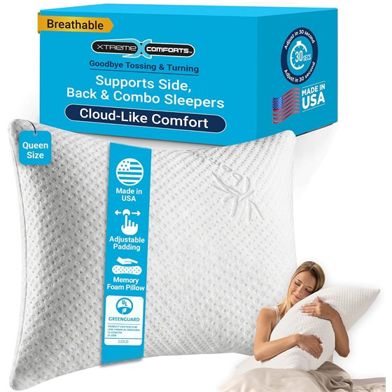 Xtreme Comforts Adjustable Foam Pillow, Queen — Queen · 30