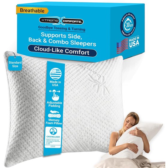 Xtreme Comforts Adjustable Foam Pillow, Standard — Standard · 26